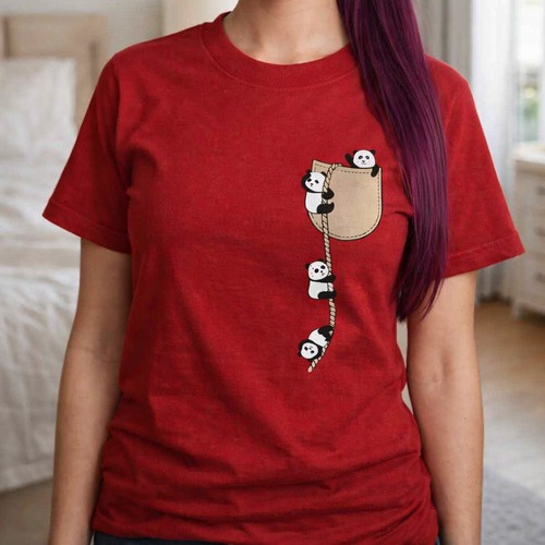Kaori Moda - Camiseta verano Panditas Rojo brillante